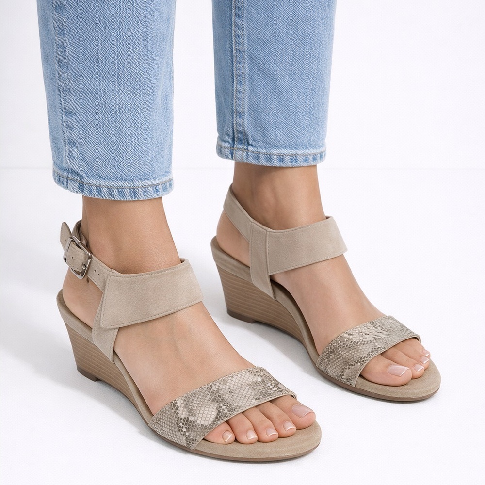 Not Rated Beige and Snake Print Sandals